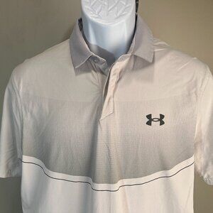 Under Armour Men's gray on gray Iso-Chill drop cut s/s polo shirt Medium M EUC